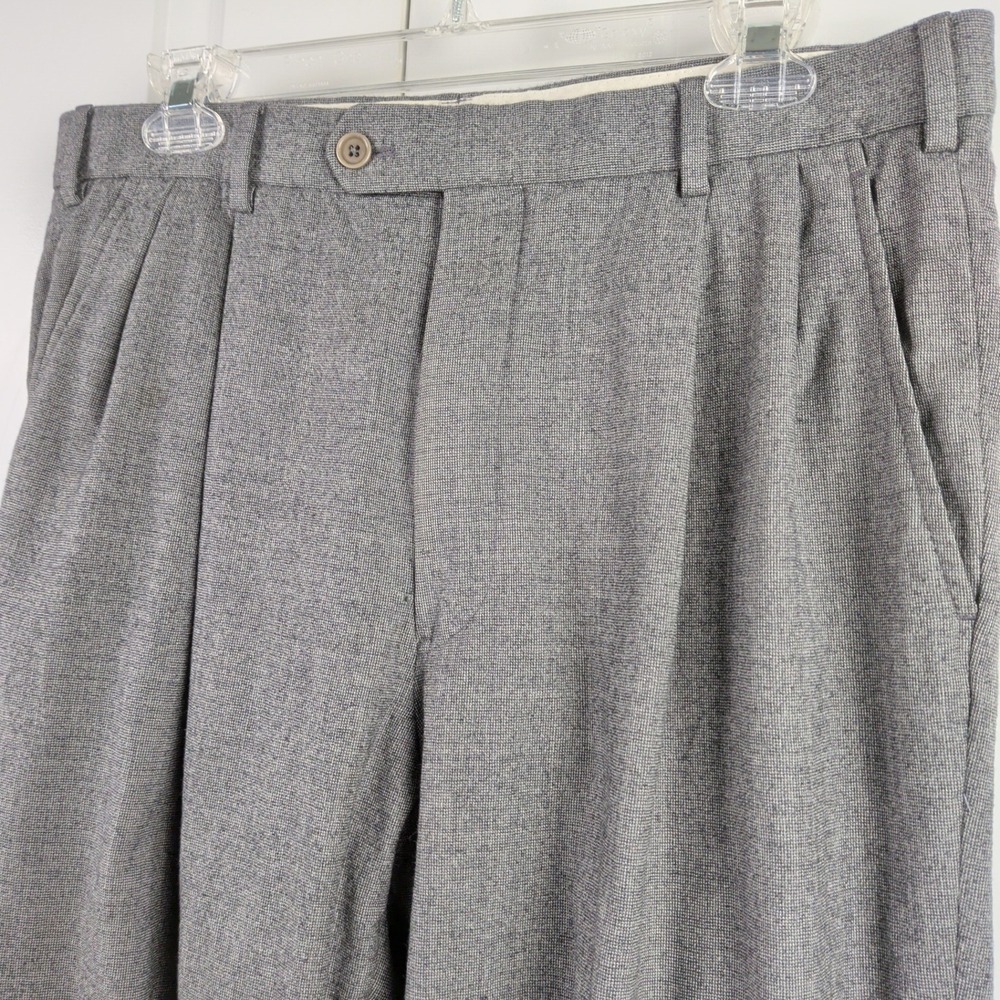 Brooks Brothers Pants Mens 34 Gray 100% Wool Pleated Dress Trousers Hemmed 27